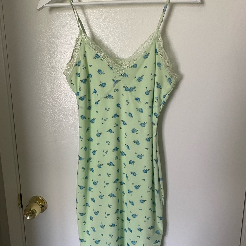 Y2K Wild Fable Floral Lace Trim Nightgown - Green